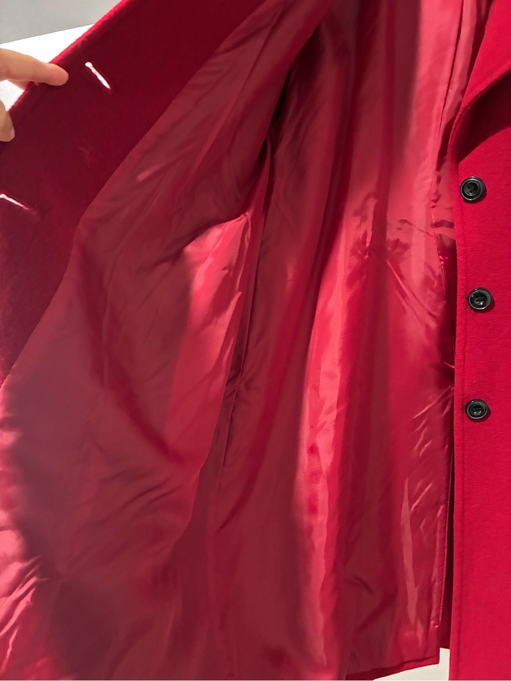 Anne Klein Vibrant Red Wool Pea Coat - Picture 9 of 9